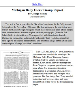 'Michigan Bally Users' Group Report
